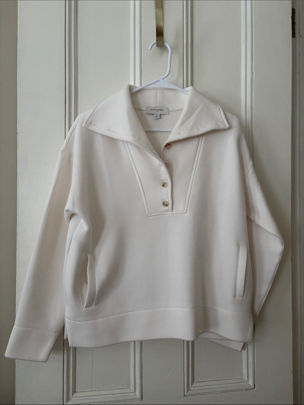Banana Republic Cream Button-Front Sweatshirt